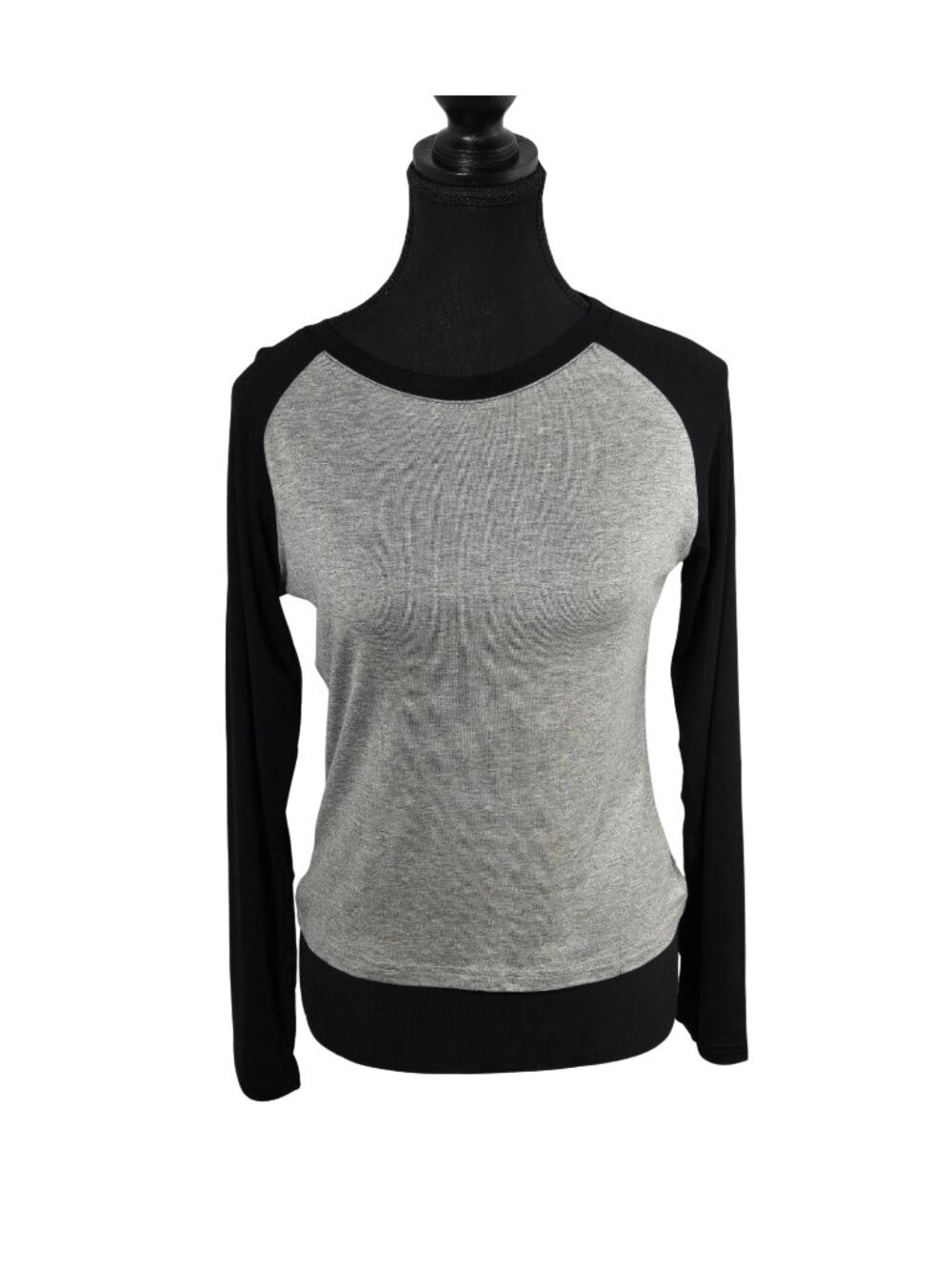 NWOT | Heather Gray Black Contrast Raglan Baseball Long Sleeve Top Tee | Large